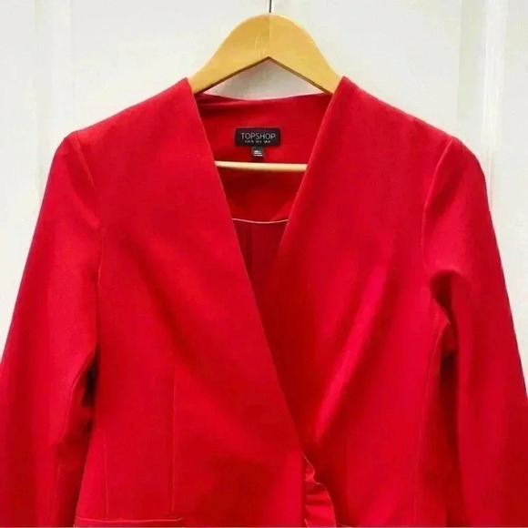 Topshop Blazer Dress Ruffle Edge Long Sleeve
Mini Red Size 4 NWOT - Picture 6 of 16